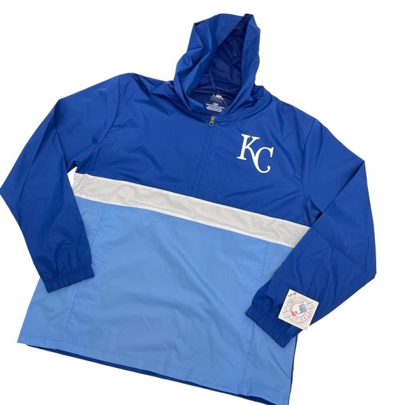 Kansas City Royals windbreaker Size Large Genuine Merchandise 1/4 zip hood NWT - Picture 7 of 9